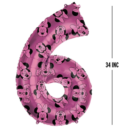 Minnie Mouse Number 6 Foil Balloon 34"