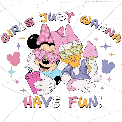 Minnie & Daisy Girls Just Wanna Have Fun PNG, SVG - Instant Download