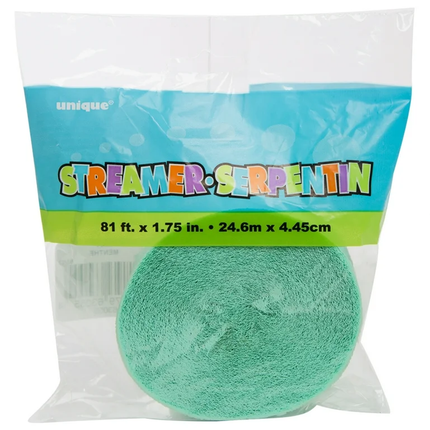 Mint Crepe Paper Streamer, 81 ft