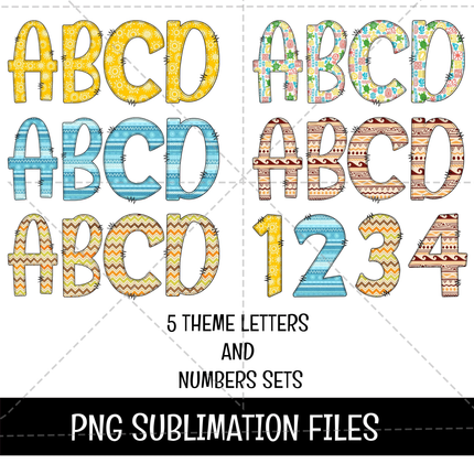 Moana 2 Doodle Alphabet Letters, Numbers PNG Bundle Instant Download