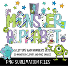 Monster Inc Doodle Alphabet Letters PNG Bundle Instant Download