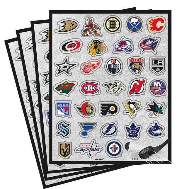 NHL™ Party Team Logo Stickers – 4 Sheets, 128 Stickers