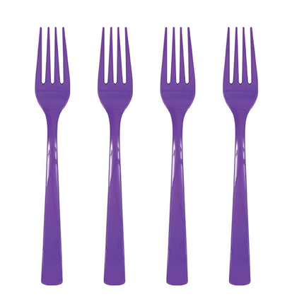 Neon Purple Solid Plastic Forks, 18ct