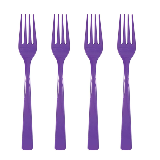 Neon Purple Solid Plastic Forks, 18ct