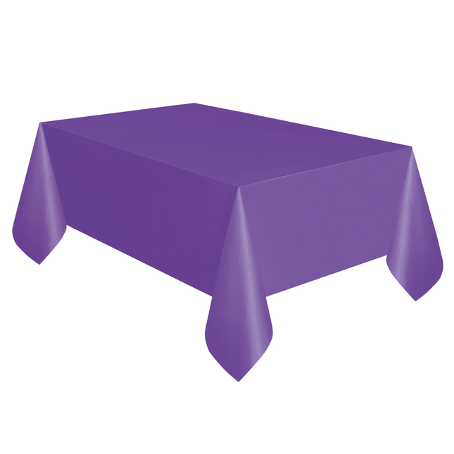 Neon Purple Solid Rectangular Plastic Table Cover, 54" x 108"