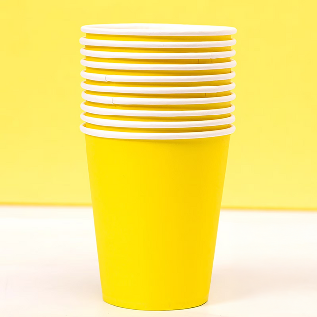 Neon Yellow Solid 9oz Paper Cups, 20ct
