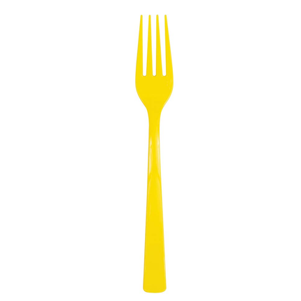 Neon Yellow Solid Plastic Forks, 18ct