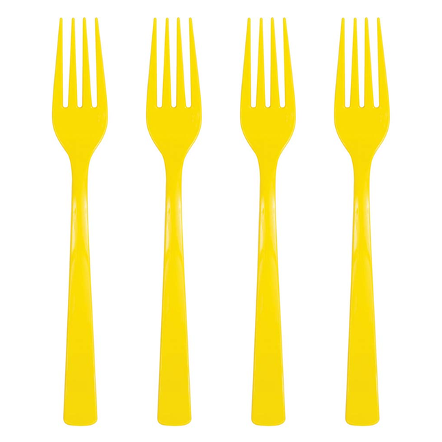 Neon Yellow Solid Plastic Forks, 18ct