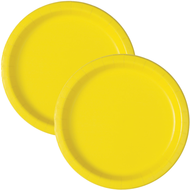 Neon Yellow Solid Round 9" Dinner Plates, 16ct