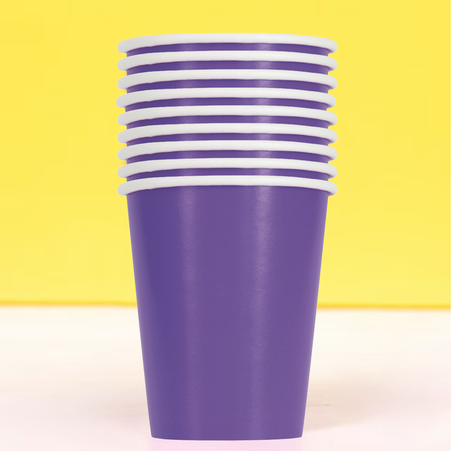 Neon Purple Solid 9oz Paper Cups, 14ct