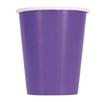 Neon Purple Solid 9oz Paper Cups, 14ct
