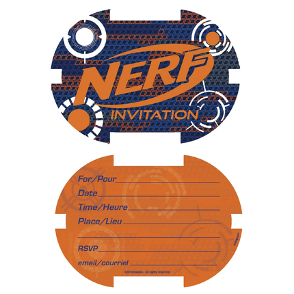 Nerf Birthday Invitation Cards with Envelopes, Set of 8