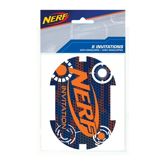 Nerf Birthday Invitation Cards with Envelopes, Set of 8
