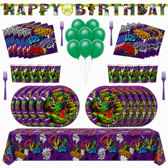 Ninja Turtles Birthday Party Supplies Set for 24 Guests