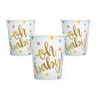 Oh Baby Gold Baby Shower 9oz Paper Cups, 8ct