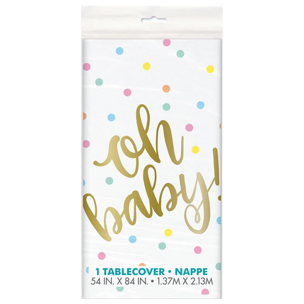 Oh Baby Gold Baby Shower Rectangular Plastic Table Cover