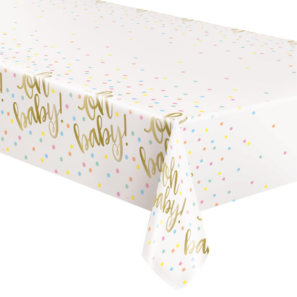 Oh Baby Gold Baby Shower Rectangular Plastic Table Cover