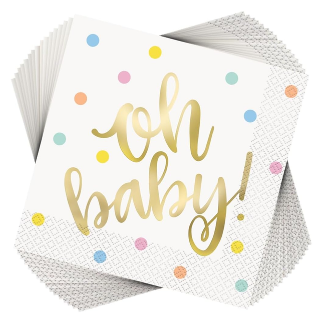 Oh Baby Gold Baby Shower Luncheon Napkins 