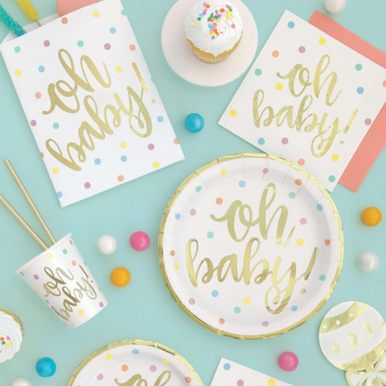 Oh Baby Gold Baby Shower Luncheon Napkins 