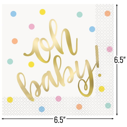 Oh Baby Gold Baby Shower Luncheon Napkins 