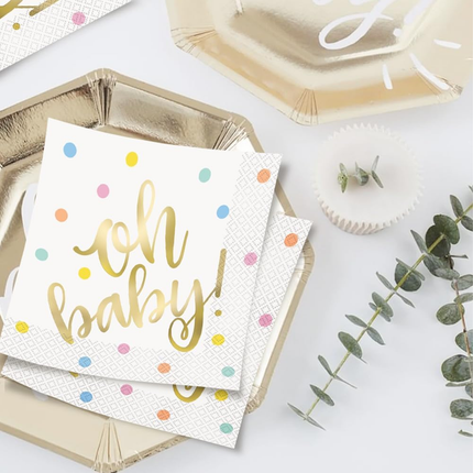 Oh Baby Gold Baby Shower Luncheon Napkins 