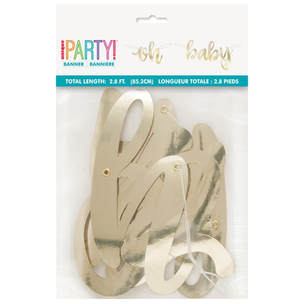 Oh Baby Gold Foil Script Banner, 2.8 ft