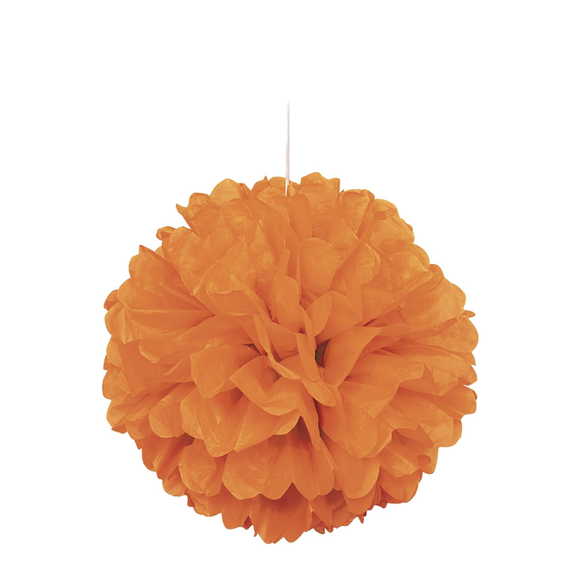 Orange Solid Hanging Tissue Pom Pom 16"