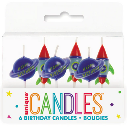 Outer Space Pick Birthday Candles, 6ct