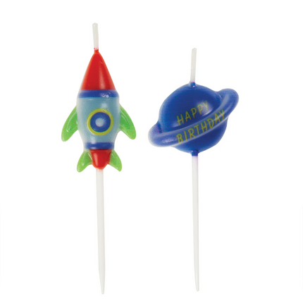Outer Space Pick Birthday Candles, 6ct