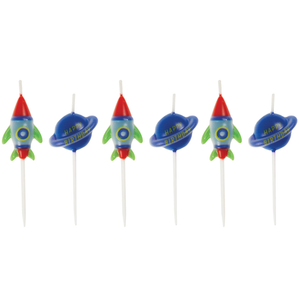 Outer Space Pick Birthday Candles, 6ct