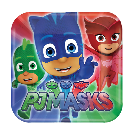 PJ Masks Square Plates 7", 8ct