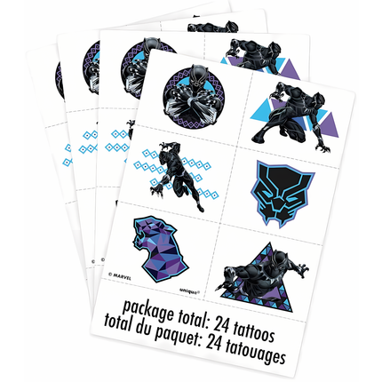 Black Panther™ Tattoos – 4 Sheets, 24 Tattoos