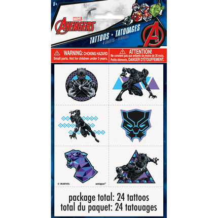 Black Panther™ Tattoos – 4 Sheets, 24 Tattoos