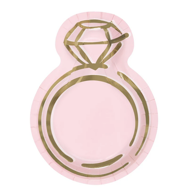 Pastel Pink Ring Shaped 9.25" Plates, 8ct - Foil Stamping