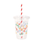 Pawty Animals 16oz Plastic Party Cups with Lids & Paper Straws, 8ct