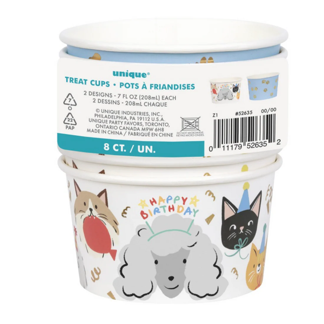 Pawty Animals 7oz Paper Treat Cups 8ct - Foil Stamping
