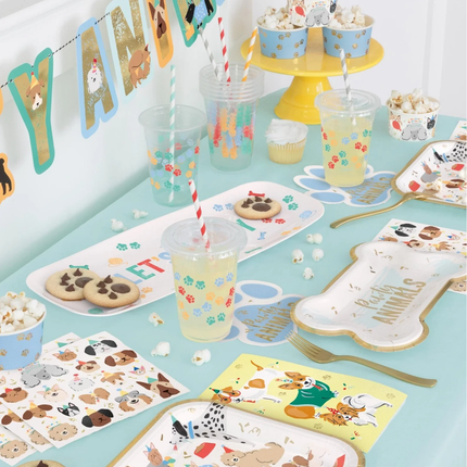 Pawty Animals Bone-Shaped 10" Plates 8ct - Foil Stamping