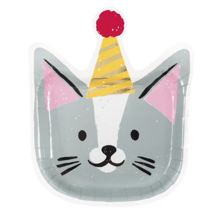 Pawty Animals Cat-Shaped 10" Plates, 8ct