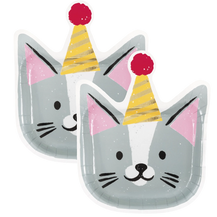 Pawty Animals Cat-Shaped 10" Plates, 8ct