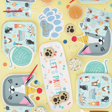 Pawty Animals Cat-Shaped 10" Plates, 8ct