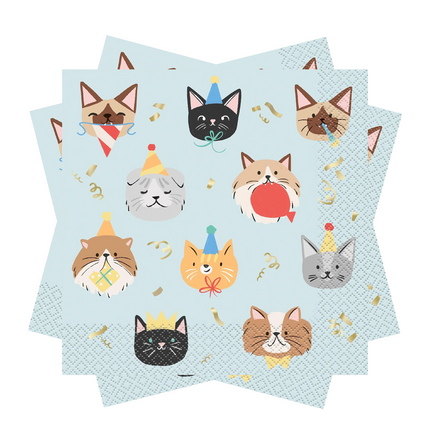 Pawty Animals Cat set component: Pawty Animals Cat Luncheon Napkins, 16ct
