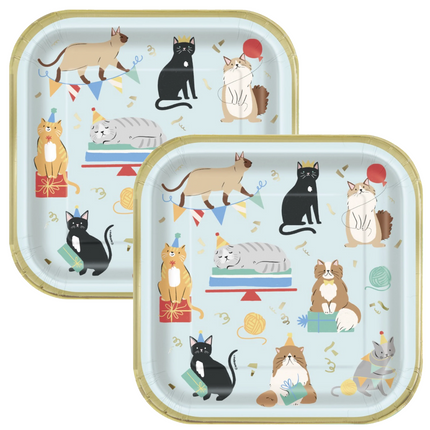 Pawty Animals Cat set component: Pawty Animals Cat Square 9" Dinner Plates, 8ct
