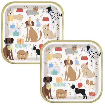 Pawty Animals Dog set component: Pawty Animals Dog Square 9" Dinner Plates, 8ct