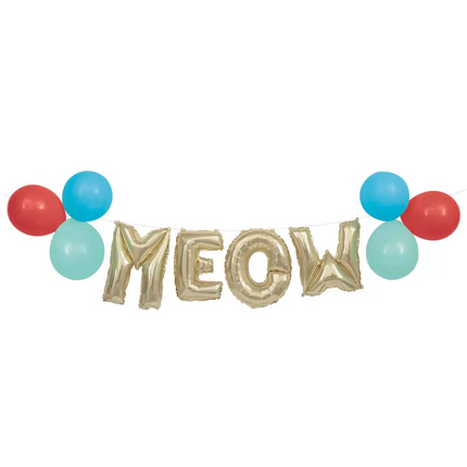Pawty Animals "Meow" Latex & Foil Letter Balloon Banner Kit