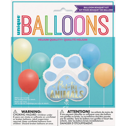 Pawty Animals Paw-Shaped Giant Foil & Latex Balloon Bouquet Kit, 6pc