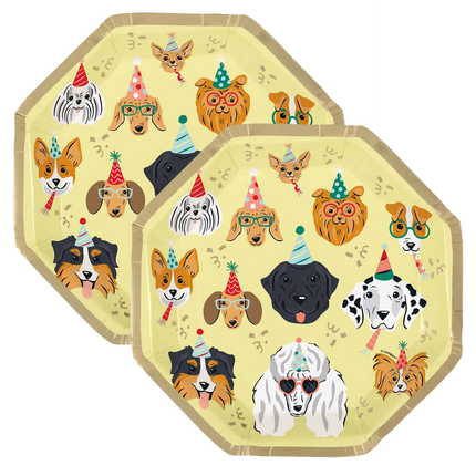 Pawty Time set component: Pawty Time Birthday Octagon Shaped Dessert Plates 8ct