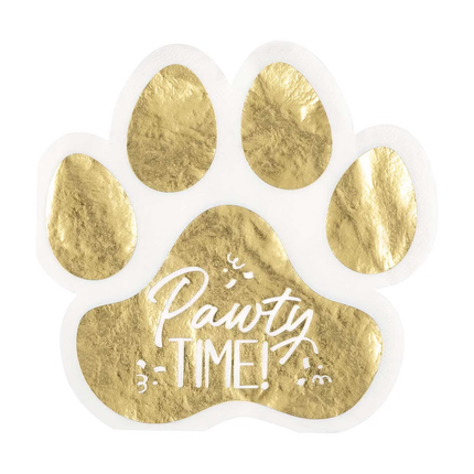  Pawty Time Birthday Paw Shaped Beverage Napkins 16ct