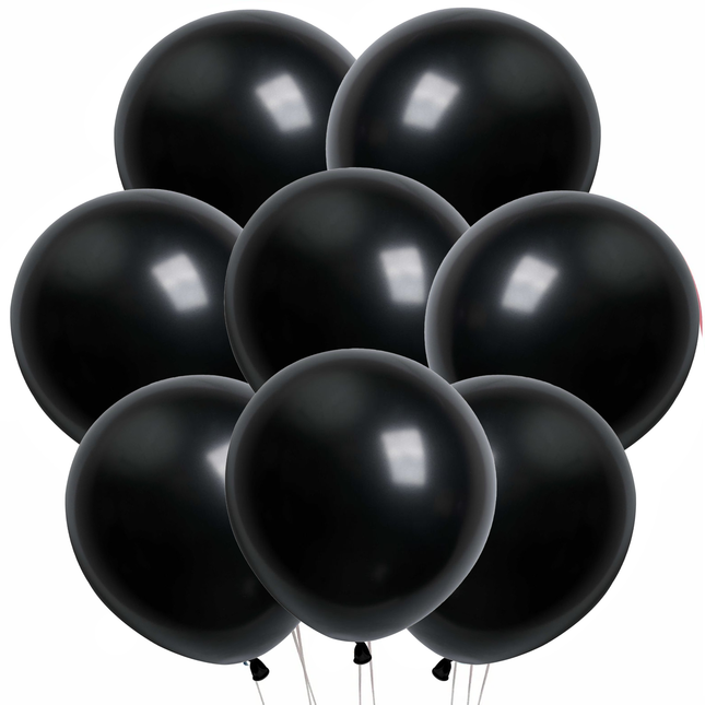 Pearl Black Latex Balloons – 12", 8ct