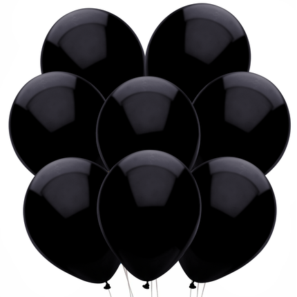 Pearl Black Latex Balloons 12" - 8 ct