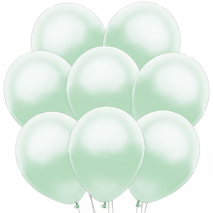 Pearl Mint Green Latex Balloons 12" - 8 ct